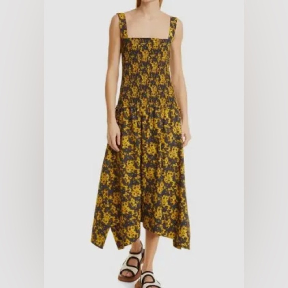Proenza Schouler White Label Black and Mustard Abstract Print Maxi Dress